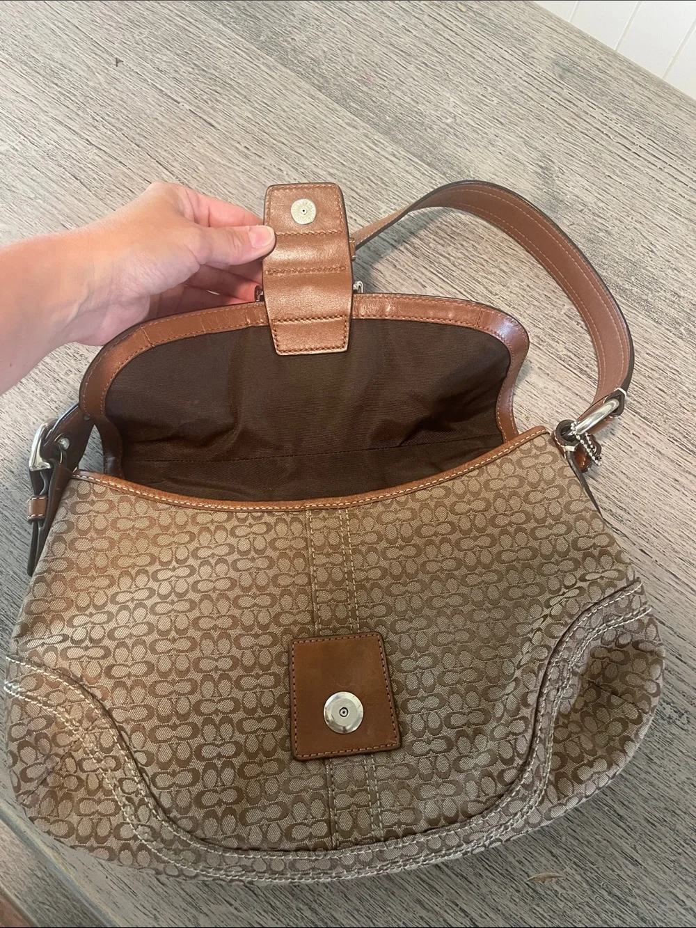 COACH Y2K F12309 Beige Signature C Soho Shoulder Bag